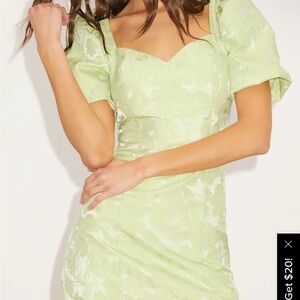 Lulu's Light Green Puff Sleeve Mini Dress